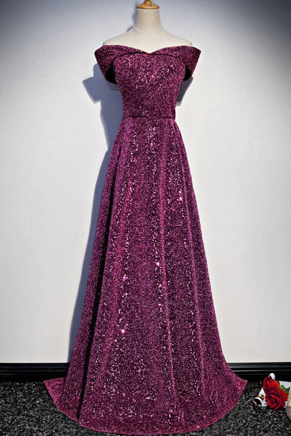Women Shiny Sequins Elegant Style Long Length Comfy Evening Party Dress