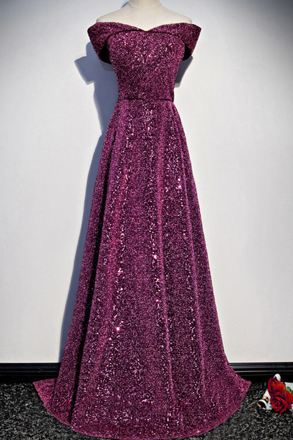 Women Shiny Sequins Elegant Style Long Length Comfy Evening Party Dress