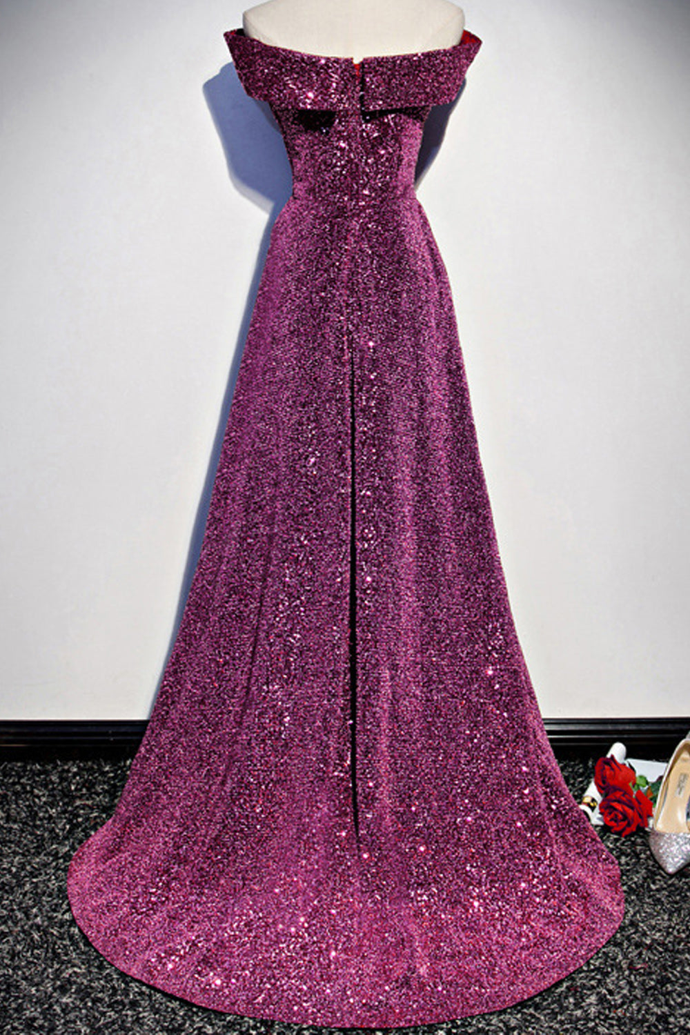 Women Shiny Sequins Elegant Style Long Length Comfy Evening Party Dress