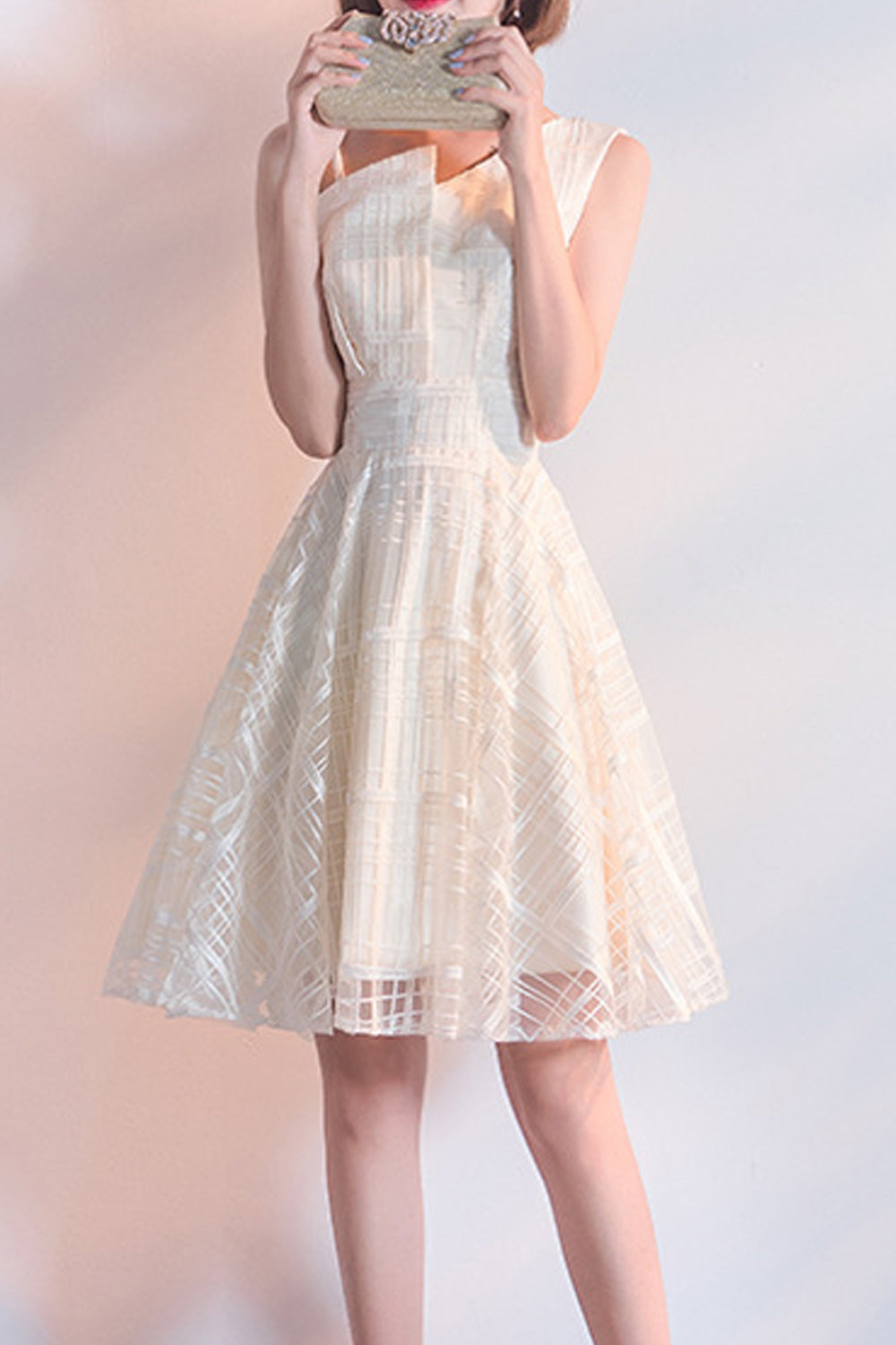 Women Beautiful A-Line Short Skirt V-Neck Classy Evening Party Dress