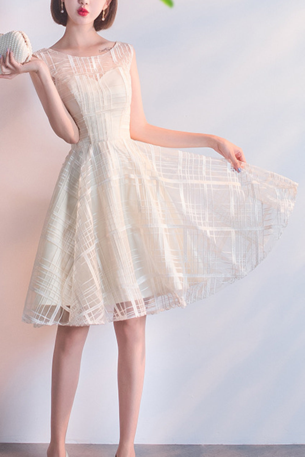 Women Beautiful A-Line Short Skirt V-Neck Classy Evening Party Dress