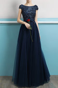 Women Beautiful Flower Embroidered Long Skirt Solid Pattern Evening Dress