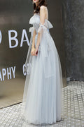 Women Classy Embroidered Style Thin Round Neck Evening Dress