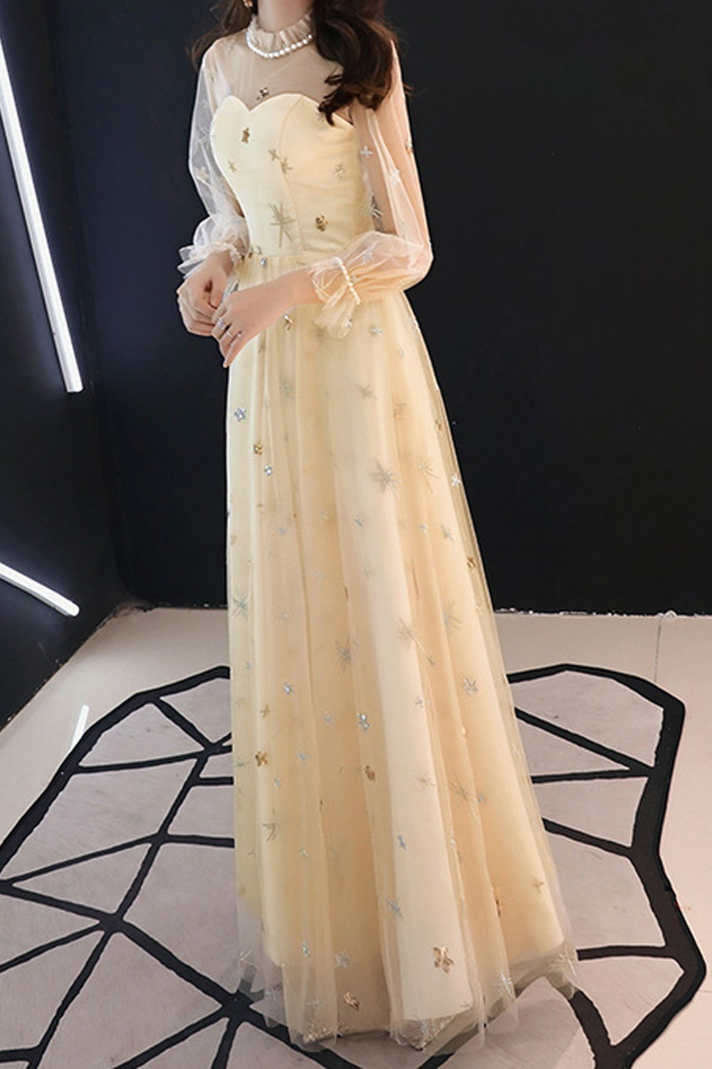Women Long Solid Colored Long Sleeve Charming Wedding Party Dress