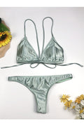 Women Strap Neck Solid Pattern Wonderful Two Piece Swimwear