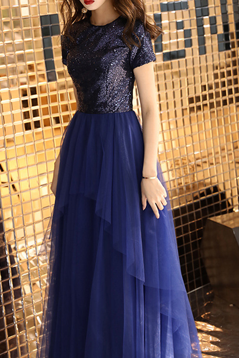 Women Short Sleeve Long Solid Colored Skirt Easy Wedding Party Dress