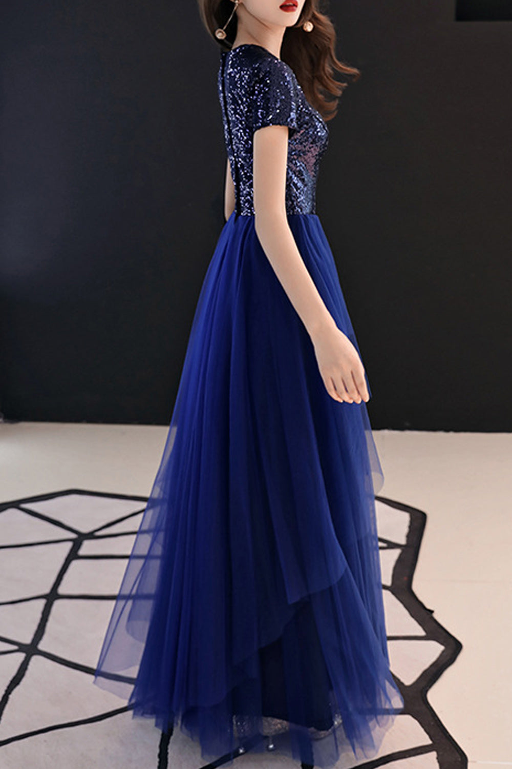 Women Short Sleeve Long Solid Colored Skirt Easy Wedding Party Dress