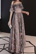 Women Pretty Star Embroidered Long Thin Breathable Evening Dress