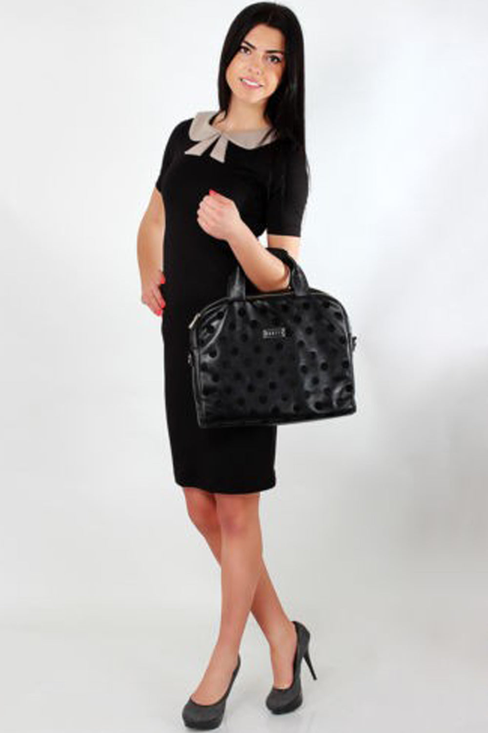 Women Short Sleeve Peter pan Neck Above Knee Slim Dress