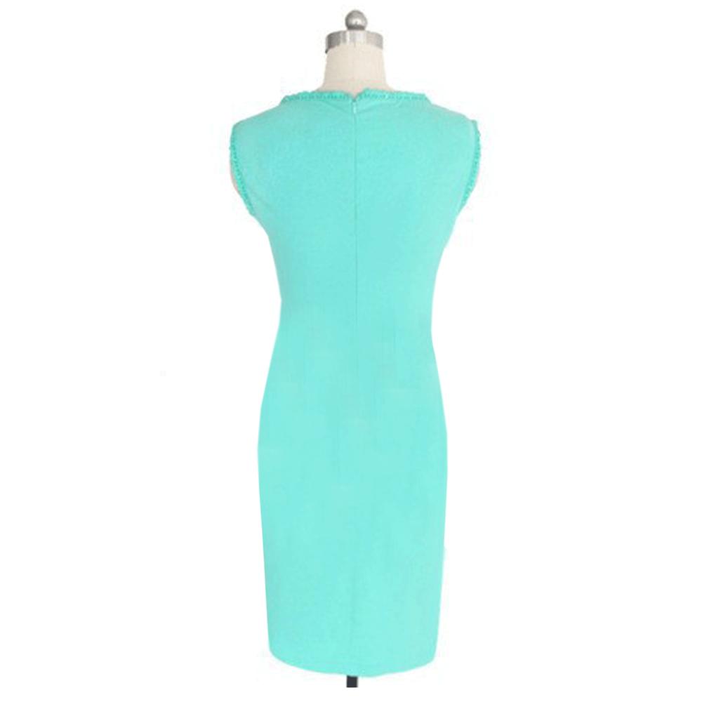 Women Sleeveless Flounced Hem Waist Dress