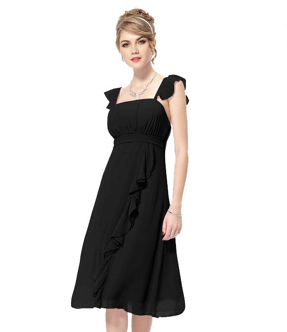 Women Chic Square Neck Sleeveless Ruffled Dress