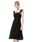 Women Chic Square Neck Sleeveless Ruffled Dress