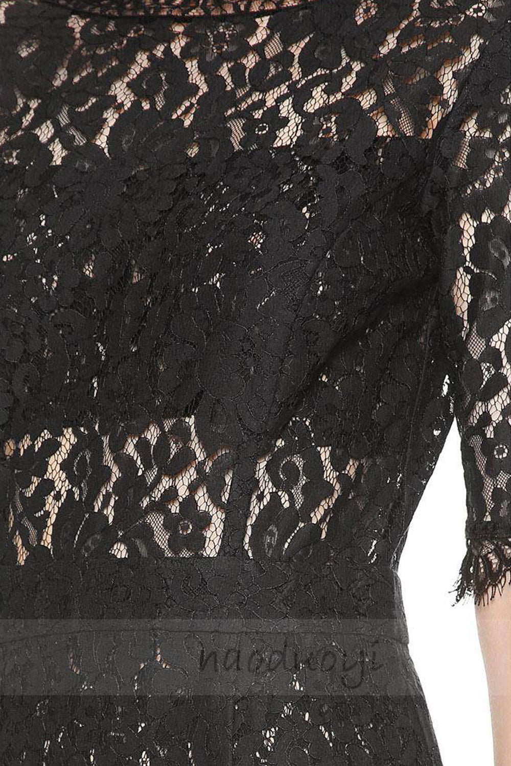 Women's Lace Decorated Dress One sided Open Leg Dress Full Length Dresses Black
