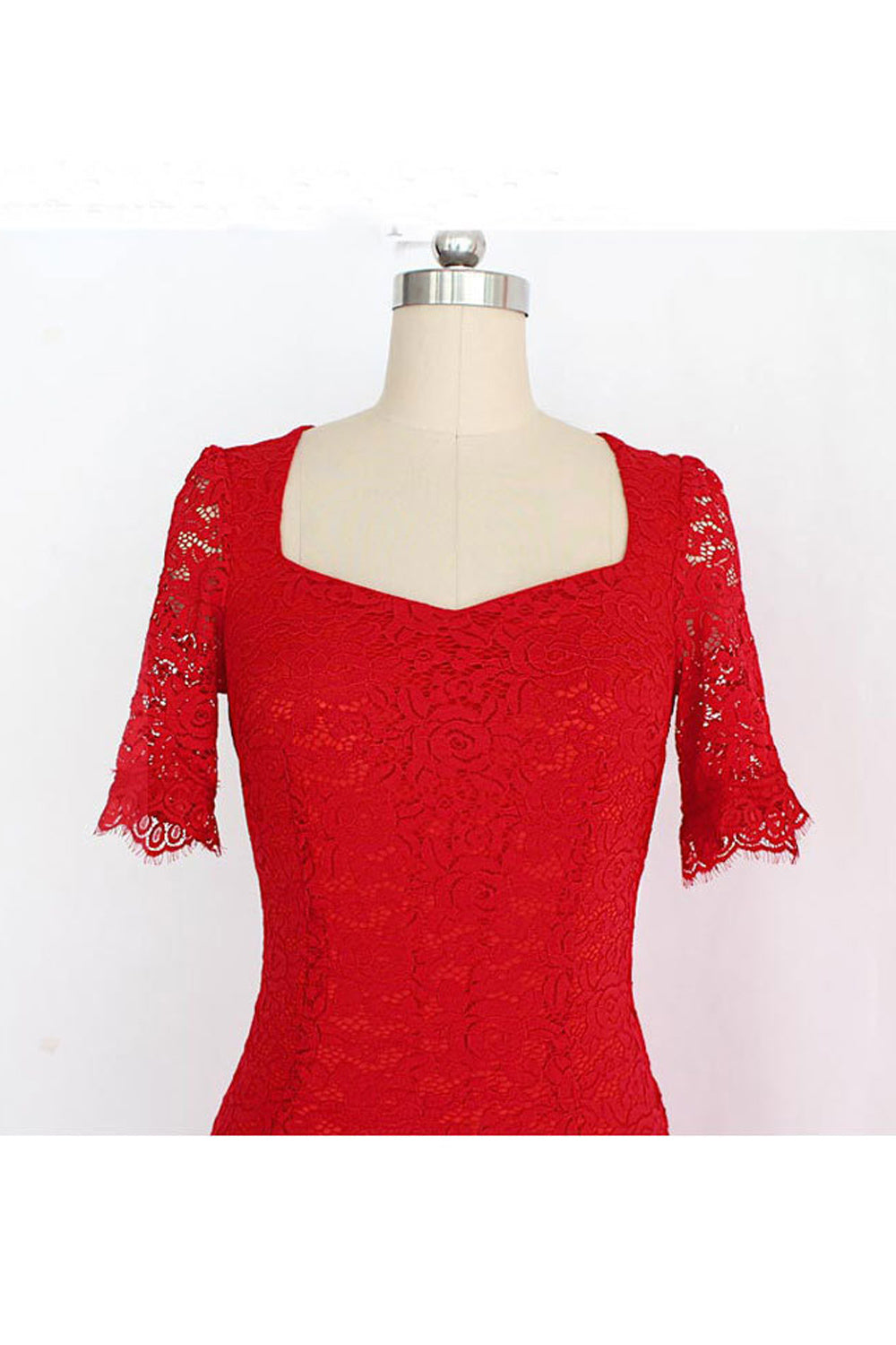 Women Half Sleeve Crochet Lace Pencil Dress