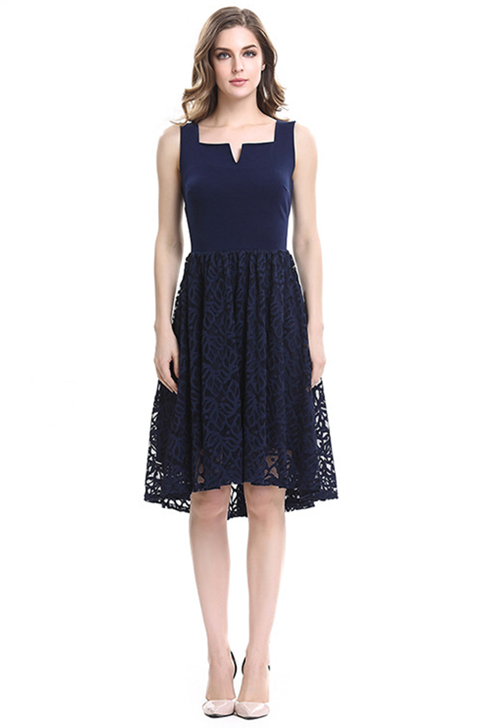 Women Slim Lace Up Skirt Sleeveless Fashion Dress