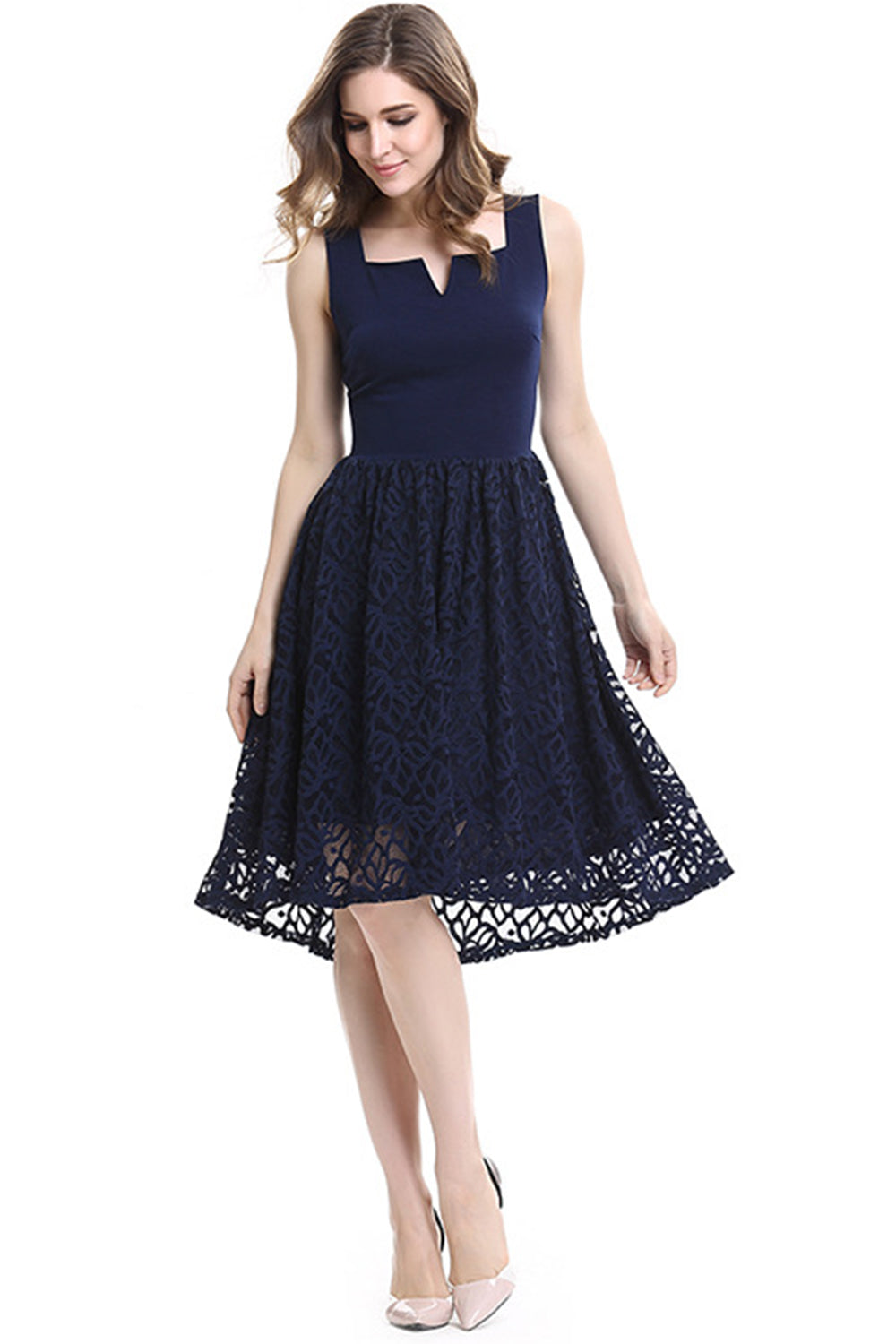 Women Slim Lace Up Skirt Sleeveless Fashion Dress