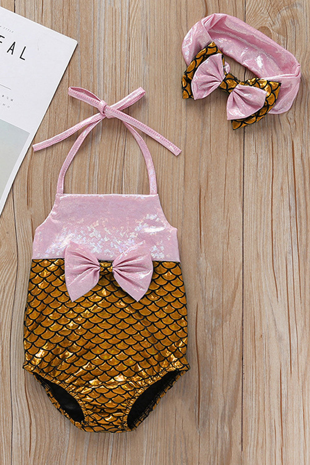 Baby Girls Pretty Halter Tie Mermaid Style One Piece Swimwear