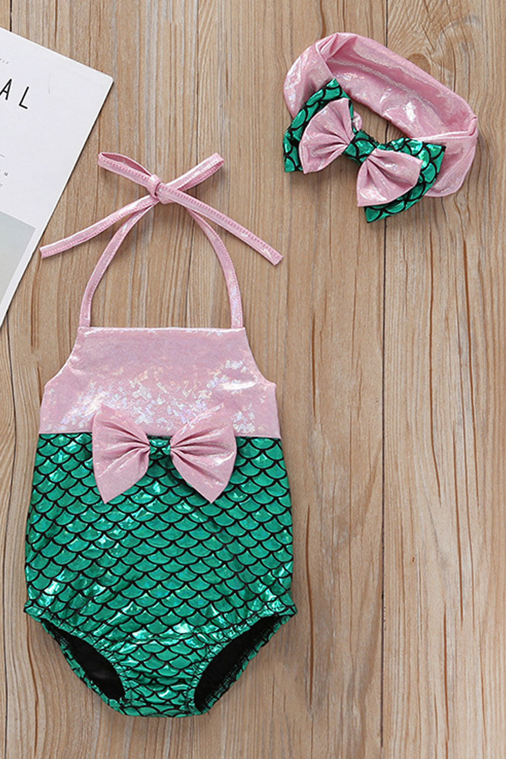 Baby Girls Pretty Halter Tie Mermaid Style One Piece Swimwear
