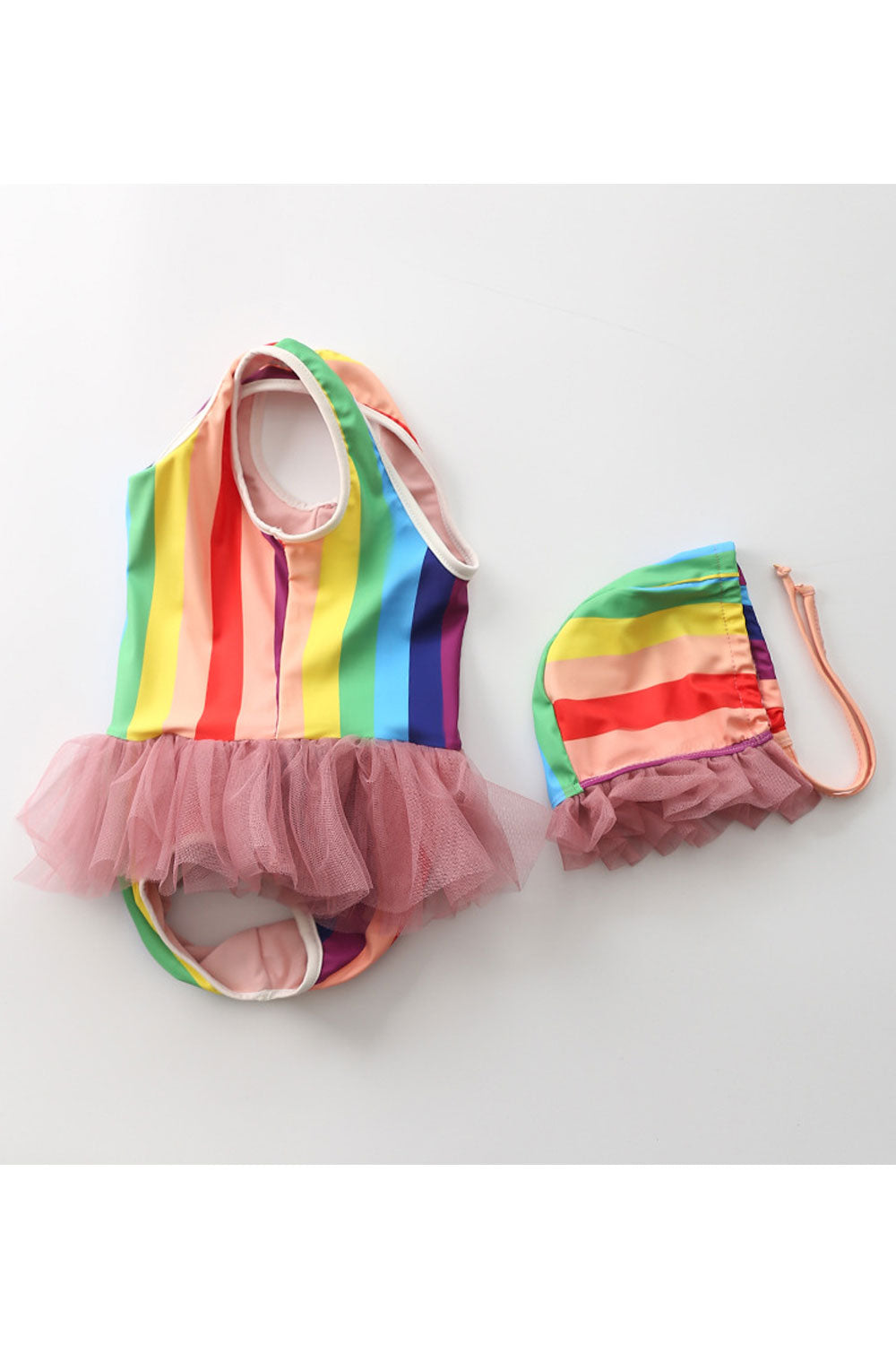 Baby Girls Fashion Round Neck Multi Colored One Piece Swimwear