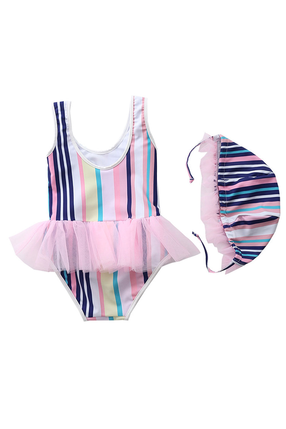 Baby Girls Fashion Round Neck Multi Colored One Piece Swimwear