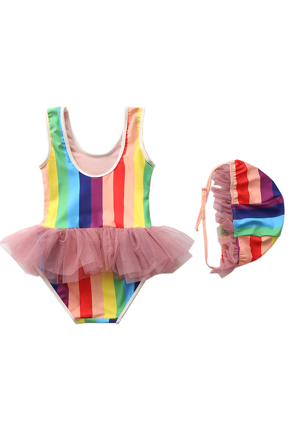 Baby Girls Fashion Round Neck Multi Colored One Piece Swimwear