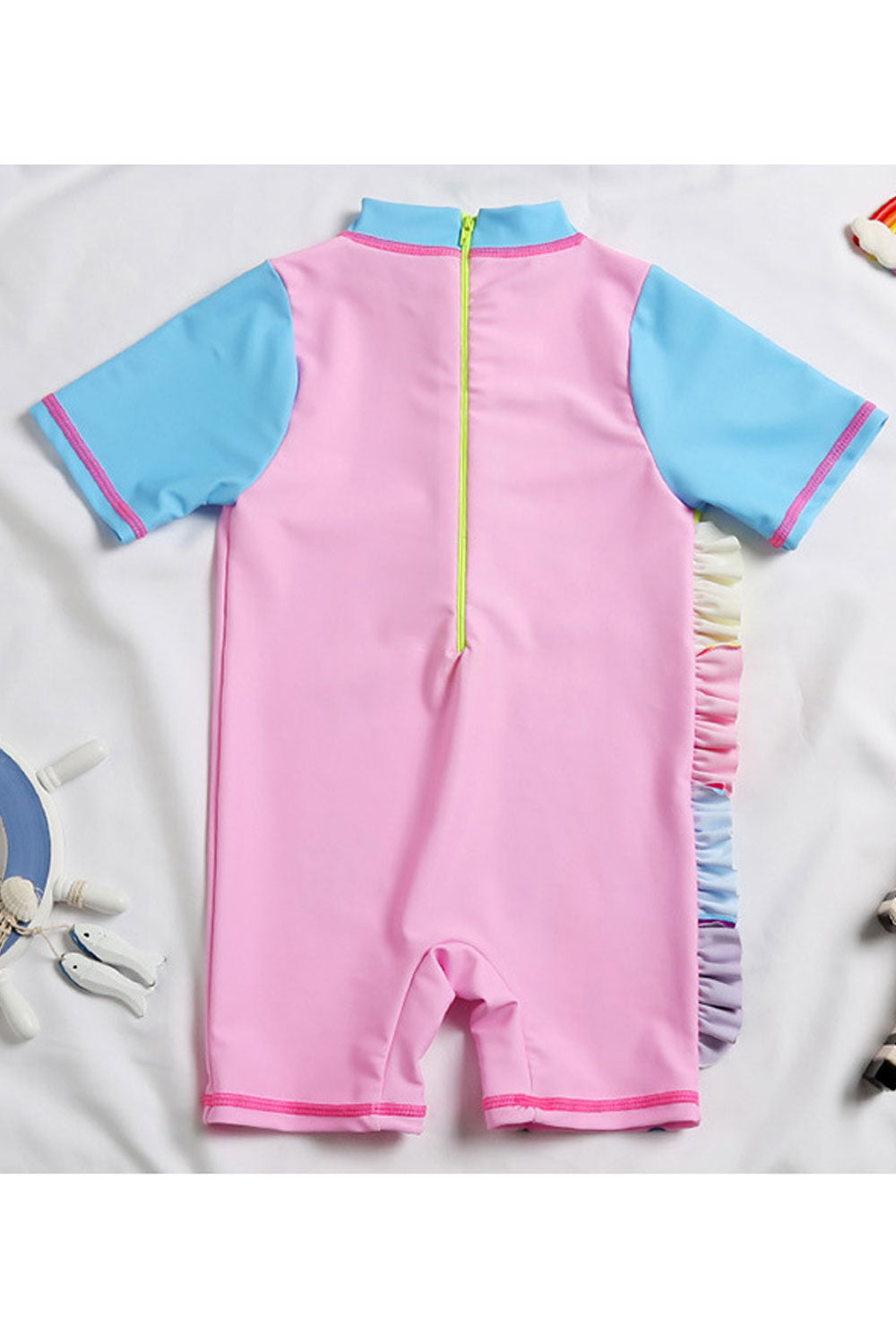 Baby Girls Round Neck Unicorn Print Soft One Piece Swimwear