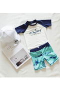 Baby Boys Classic Printed Pattern Short Sleeve Swimwear