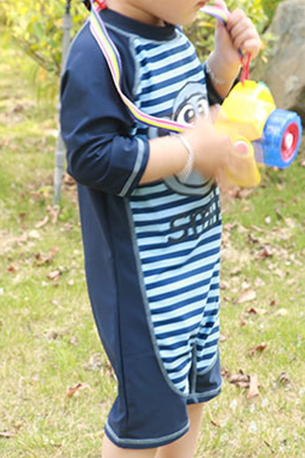 Baby Boys Round Neck Easy Cartoon Printed One Piece Flexible Swimwear