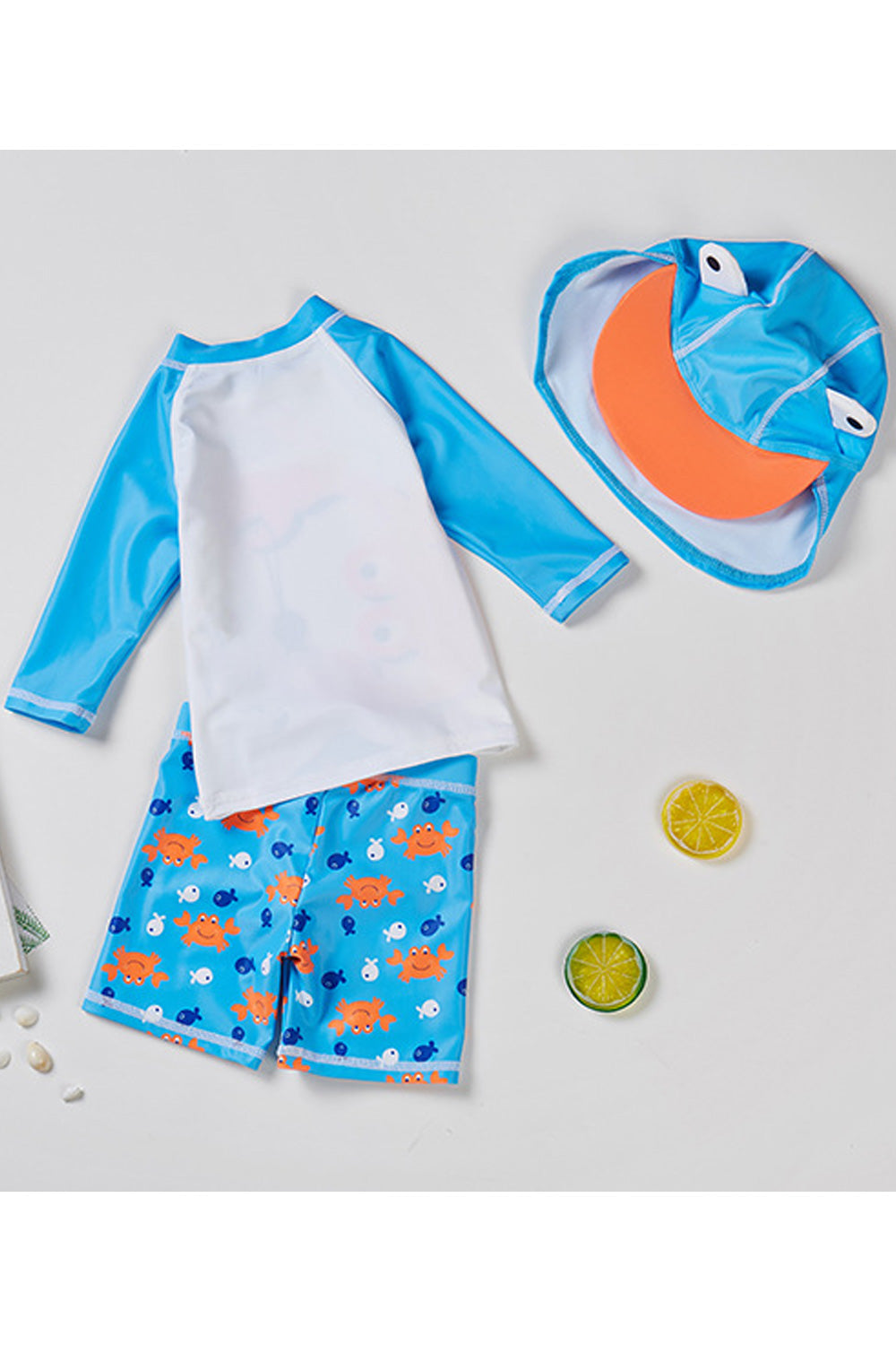 Baby Boys Lovely Printed Pattern Long Sleeve Smooth Breathable Swimwear
