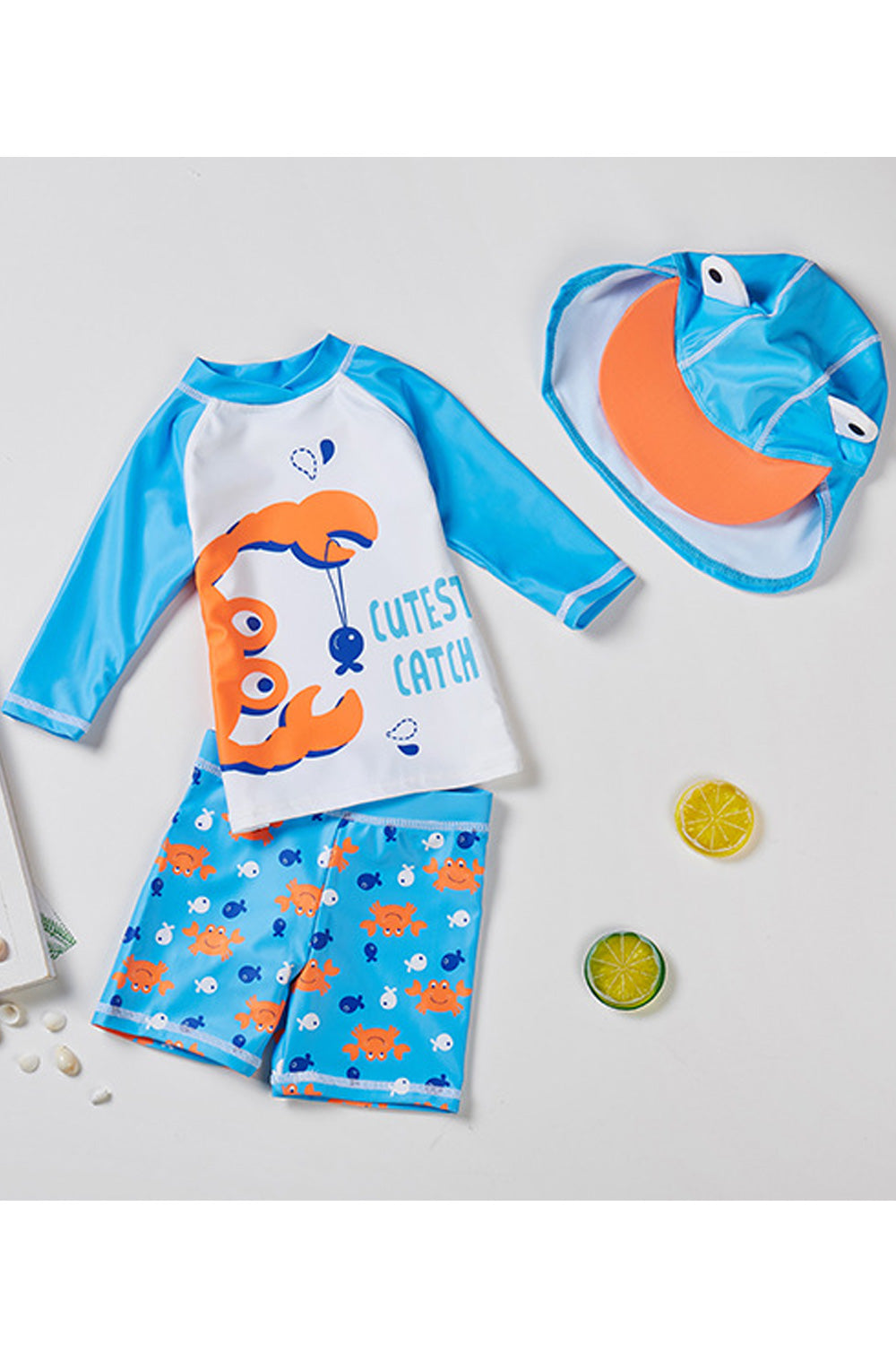 Baby Boys Lovely Printed Pattern Long Sleeve Smooth Breathable Swimwear