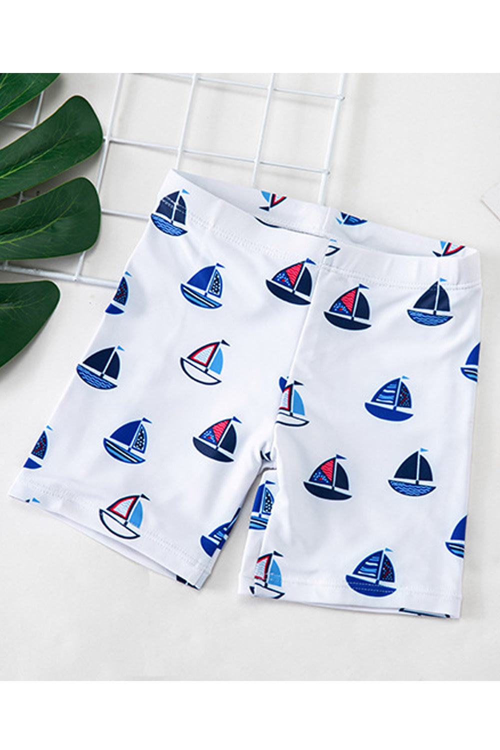 Baby Boys Elegant Striped Pattern Two Piece Short Sleeve Summer Swimwear