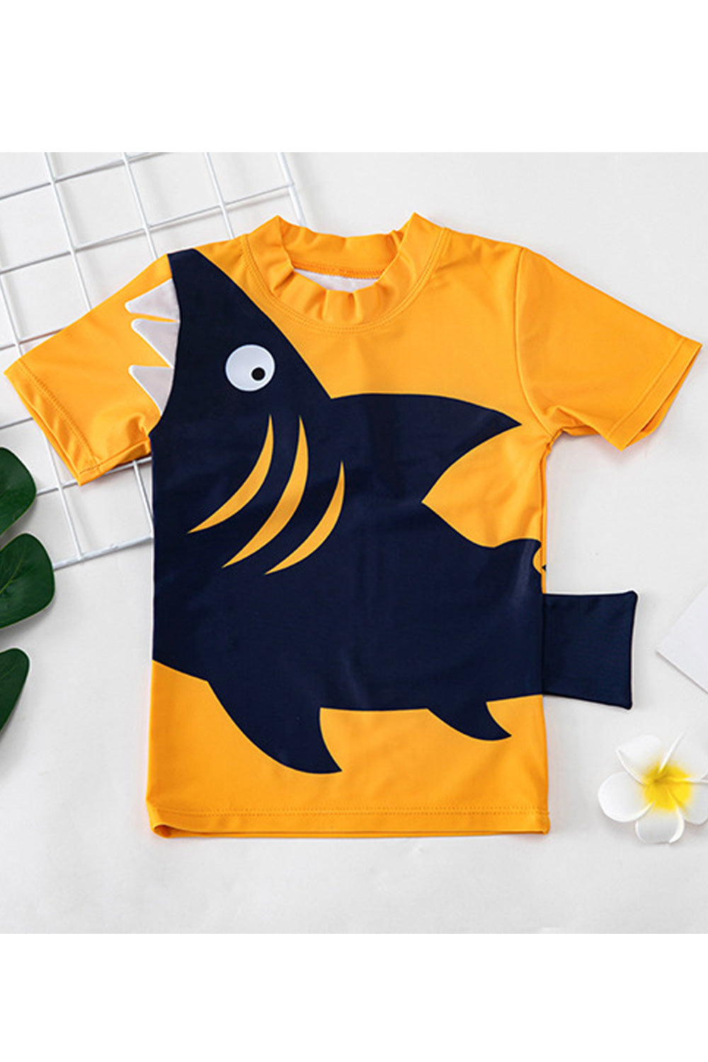 Baby Boys Short Sleeve Sunscreen Breathable Elastic Waist Swimwear