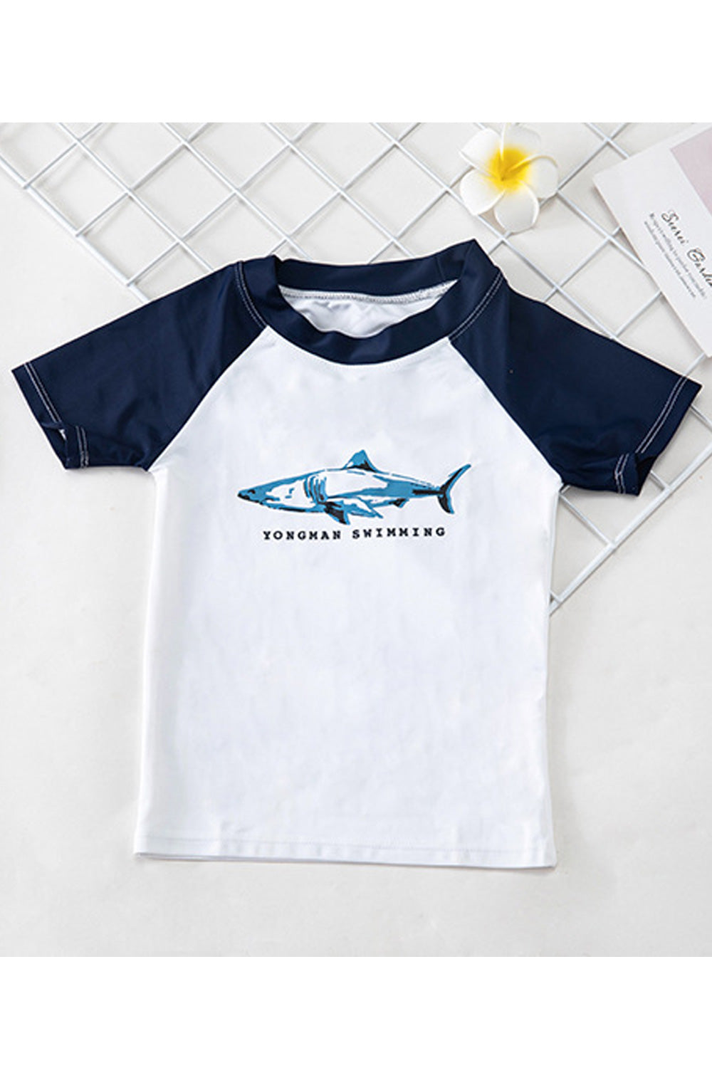 Baby Boys Elasticated Waist Two Piece Short Sleeve Printed Pattern Swimwear