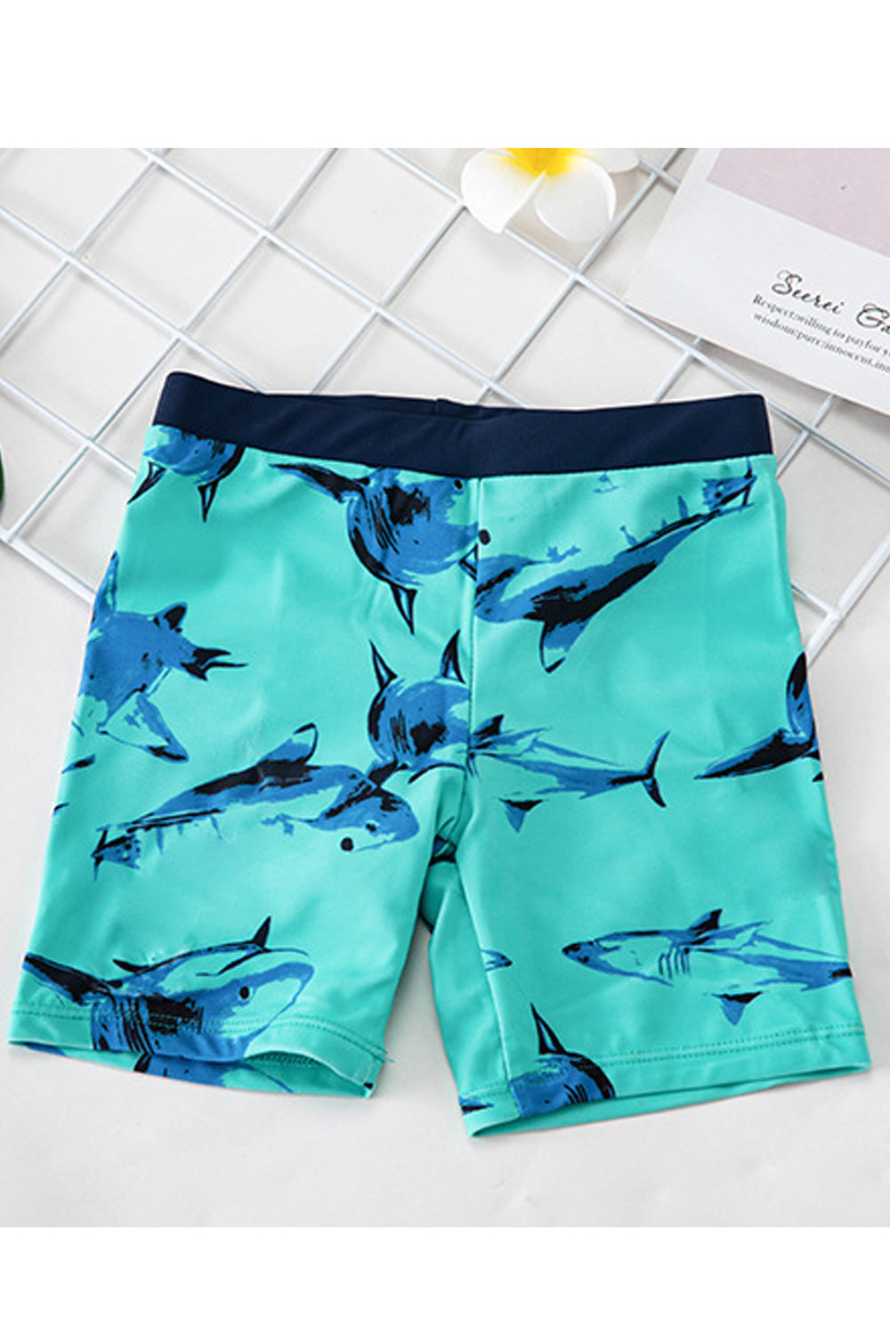 Baby Boys Elasticated Waist Two Piece Short Sleeve Printed Pattern Swimwear