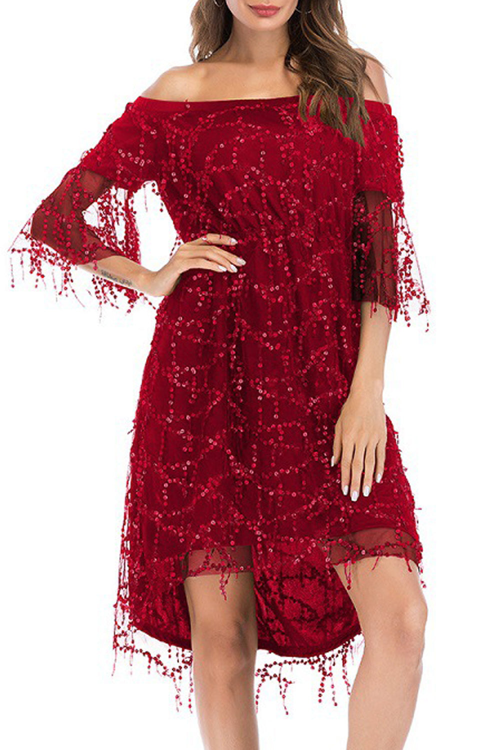 Women Breathable Loose Sequins Decorated Fashionable Soft Dress