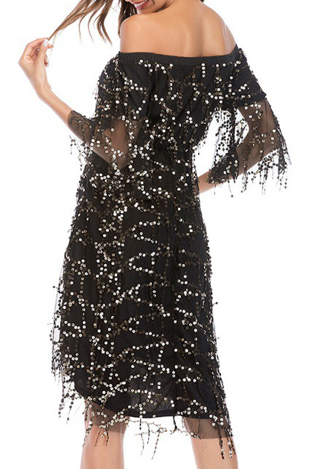 Women Breathable Loose Sequins Decorated Fashionable Soft Dress