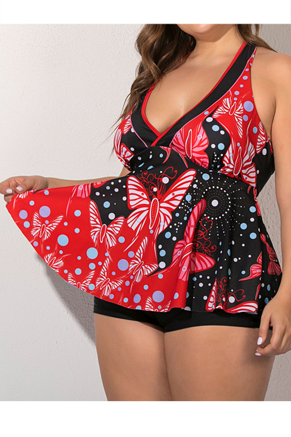 Women Deep V-Neck Trendy Printed Style Breathable Soft Swimwear