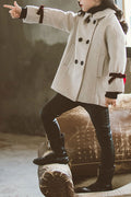 Kids Girls Warm Solid Colored Long Sleeve Cute Collar Neck Trendy Coat