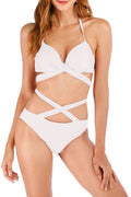 Women Solid Colored Strap Neck Easy Elegant Beach Summer ZBSWimwear