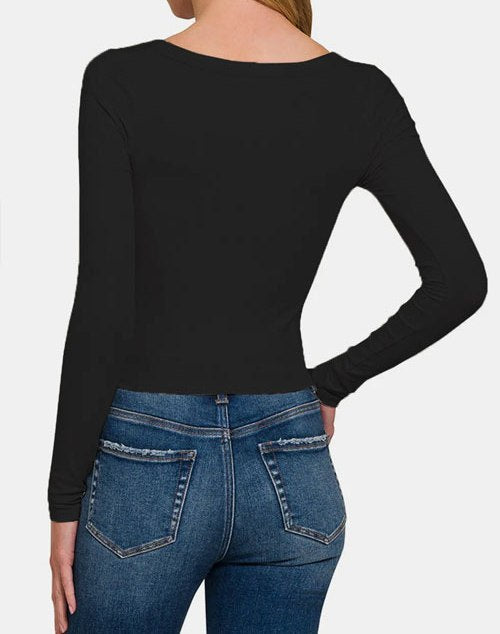 Women's Zenana Scoop Neck Long Sleeve T-Shirt