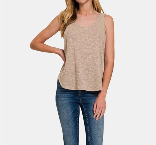 Women's Zenana Curved Hem Round Neck Tank