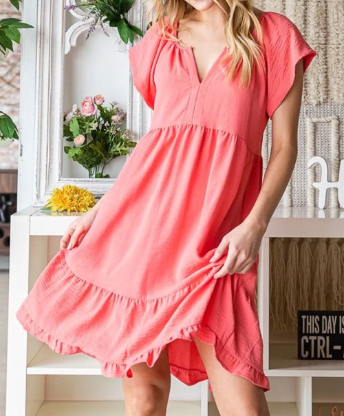 Women's Reborn J Ruffled Notched Cap Sleeve Dress