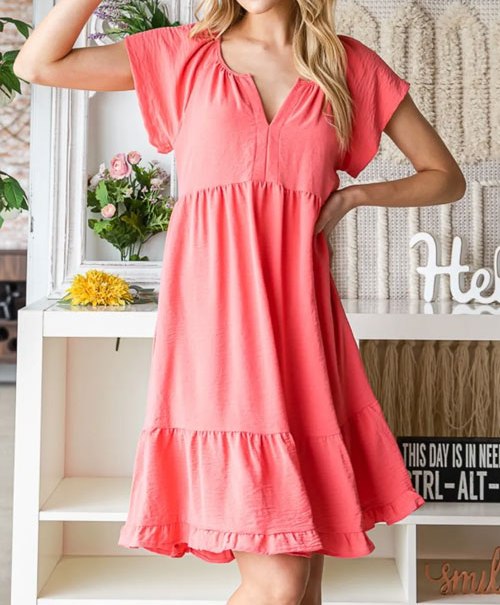 Women's Reborn J Ruffled Notched Cap Sleeve Dress