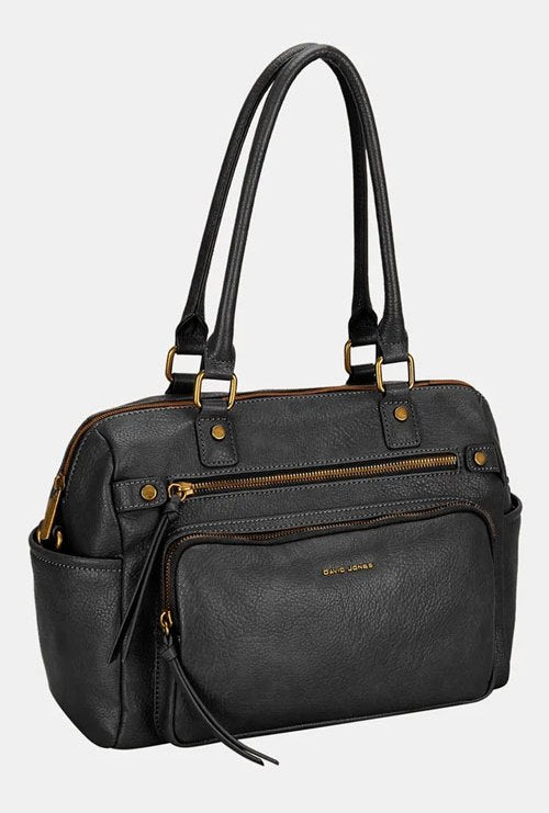 Women's David Jones Zipper PU Leather Handbag