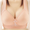 Women Plus Wirefree Supports Lace Trim Push Up Bralette Fixed Strap Brassiere Bra