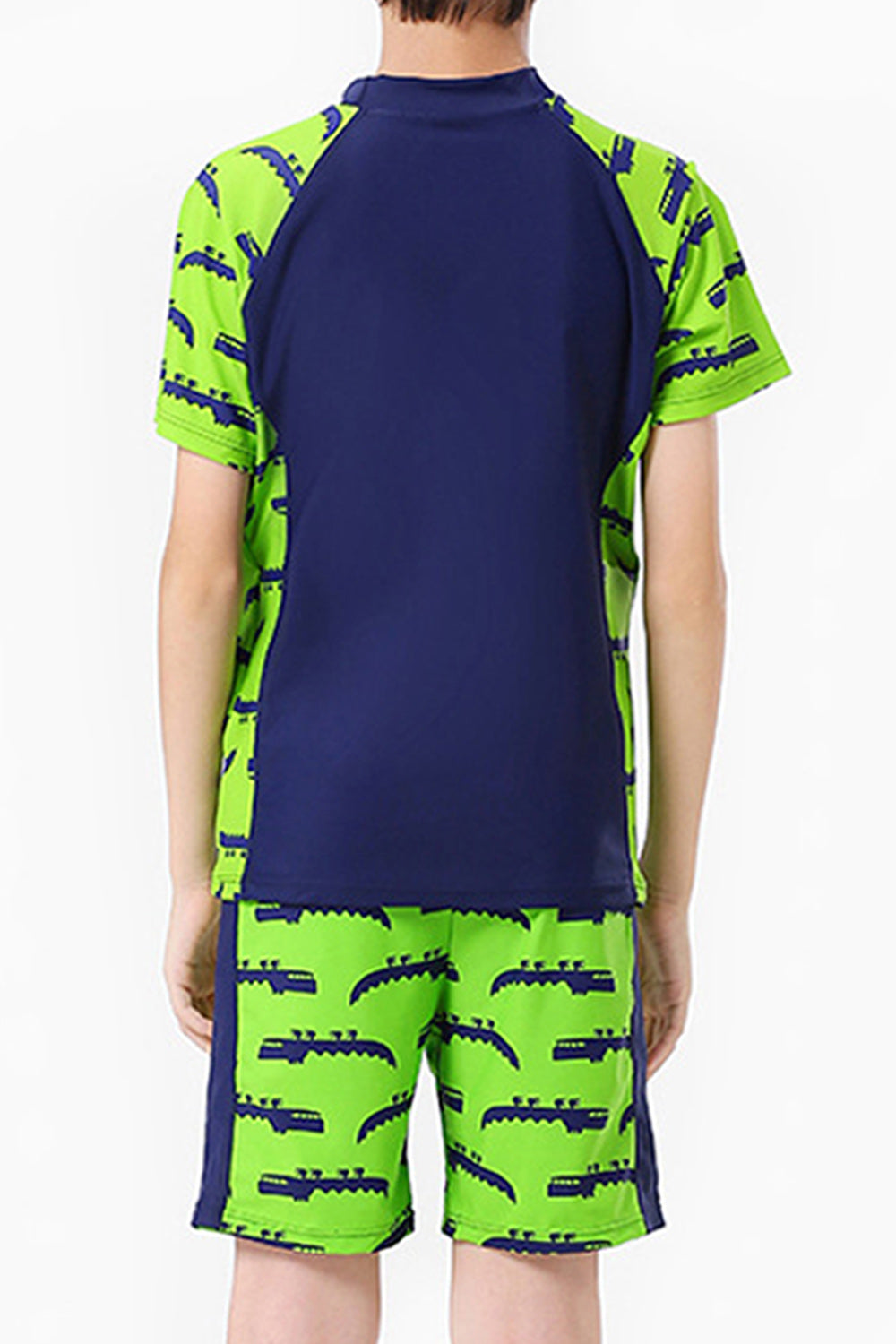 Kids Boys Two Piece Short Sleeve Camouflage Pattern Elastic Waist Swimwear Set