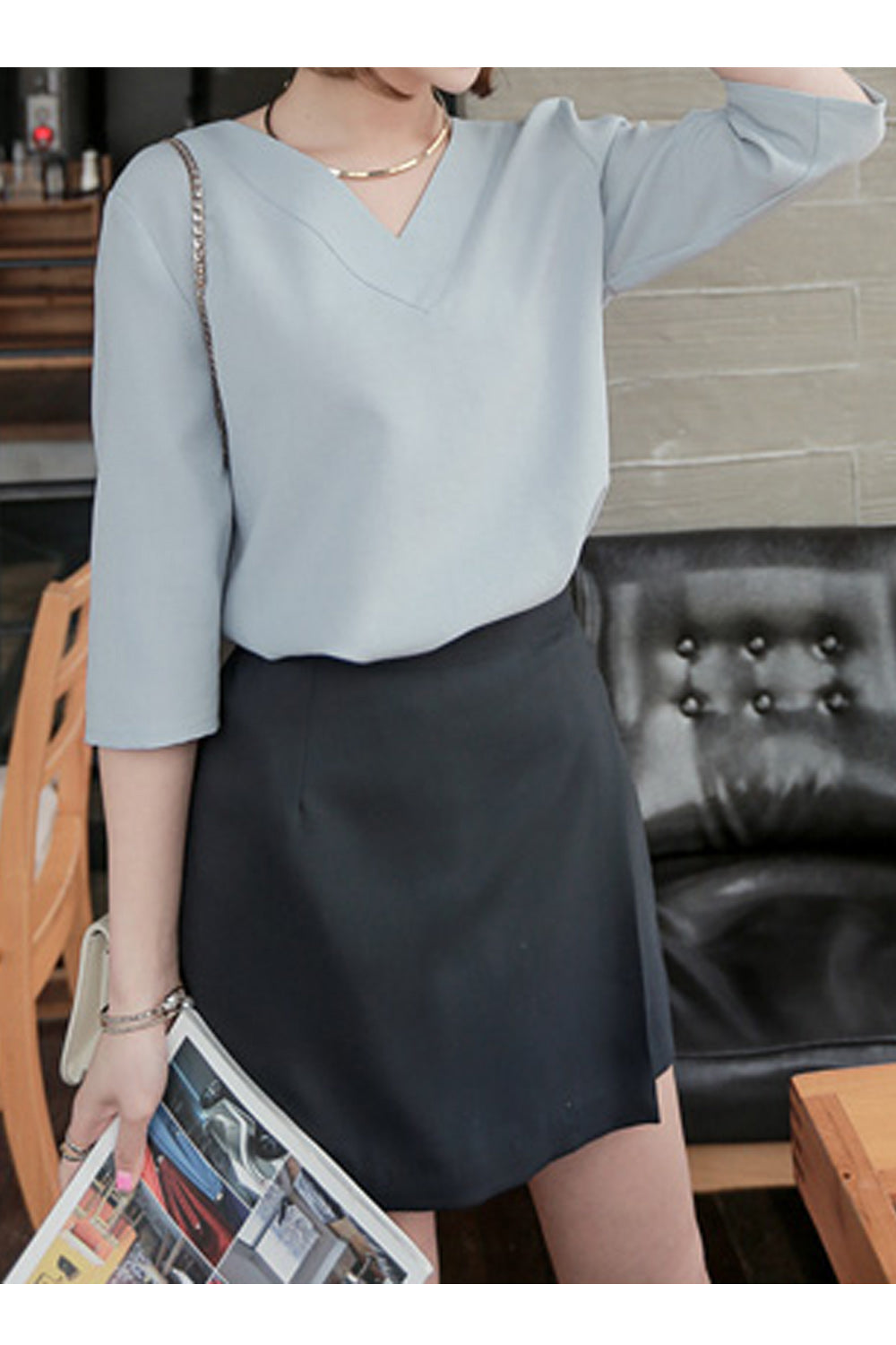 Women Soft Half Sleeve Trendy V-Neck Beautiful Shirt