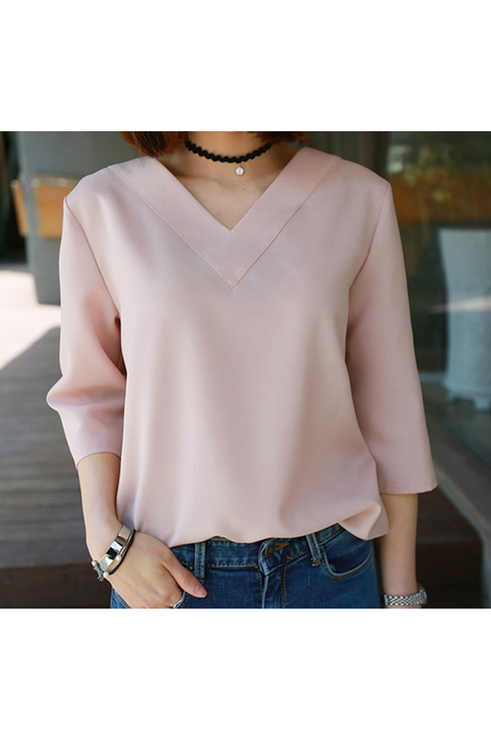 Women Soft Half Sleeve Trendy V-Neck Beautiful Shirt