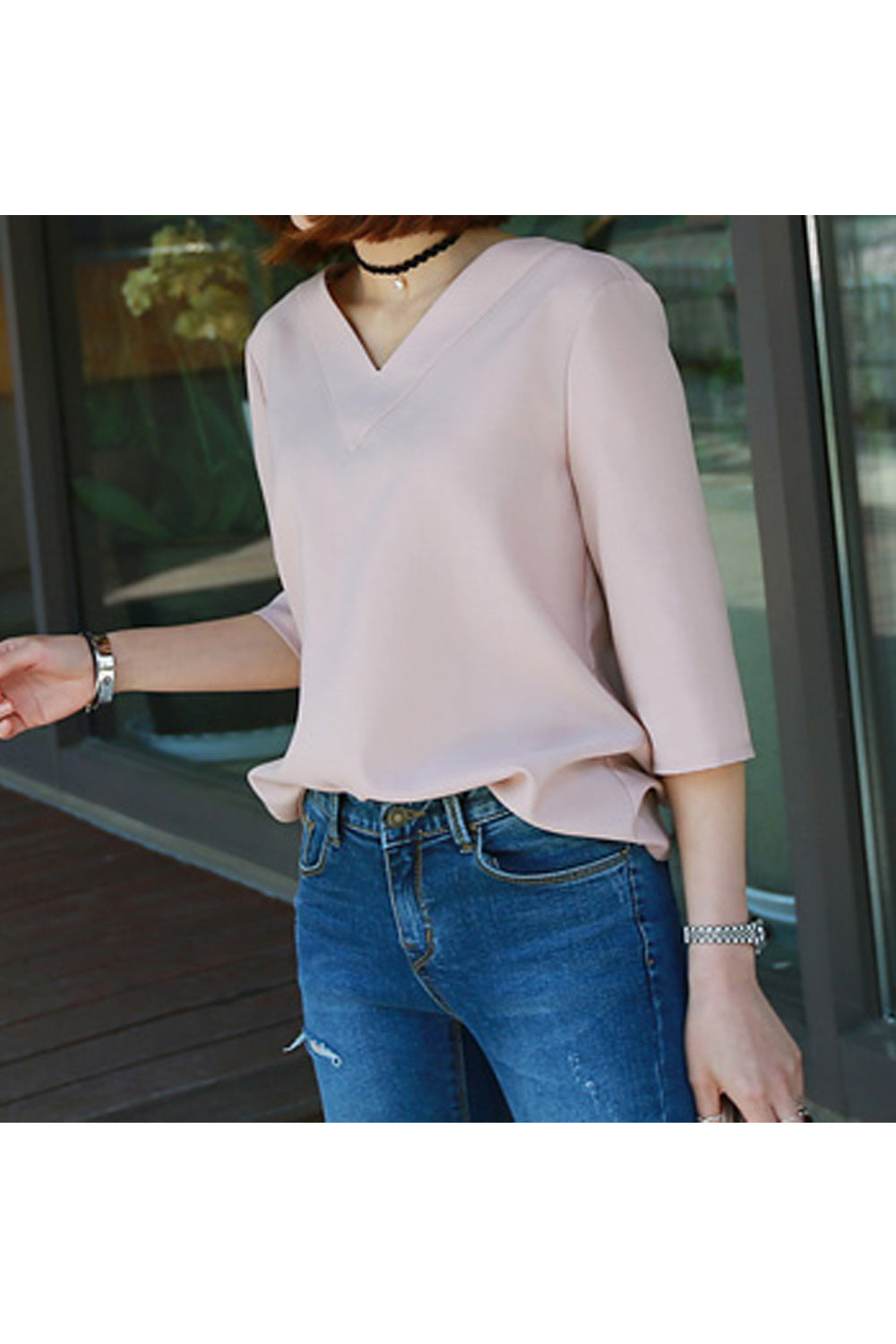 Women Soft Half Sleeve Trendy V-Neck Beautiful Shirt
