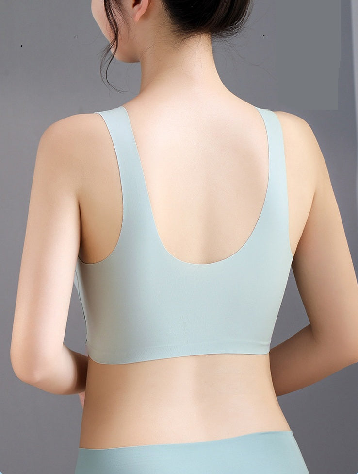 Women Plus Comfortable No Steel Ring Beauty Back Underwear Yoga Fitness Sleep Vest Bra